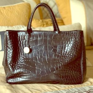 Furla Black Crocodile Leather Handbag